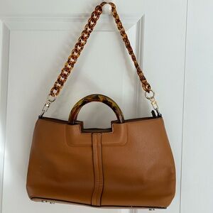 Lexi & Abbie tan vegan leather handbag with faux tortoiseshell handles